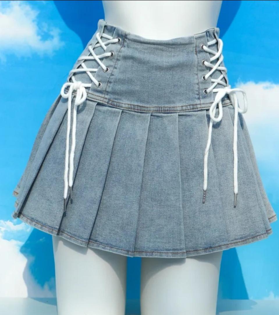 에이블리 데님 리본청치마 새상품