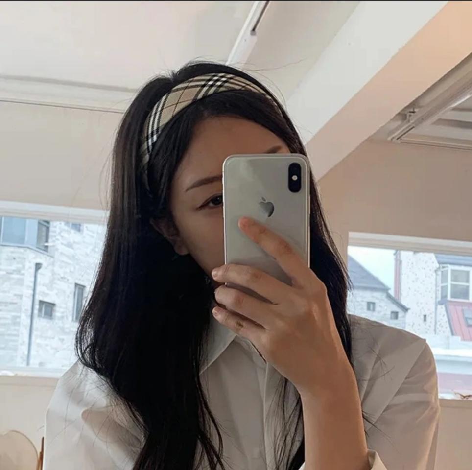 에이블리 하이틴 체크무늬 머리띠 새상품