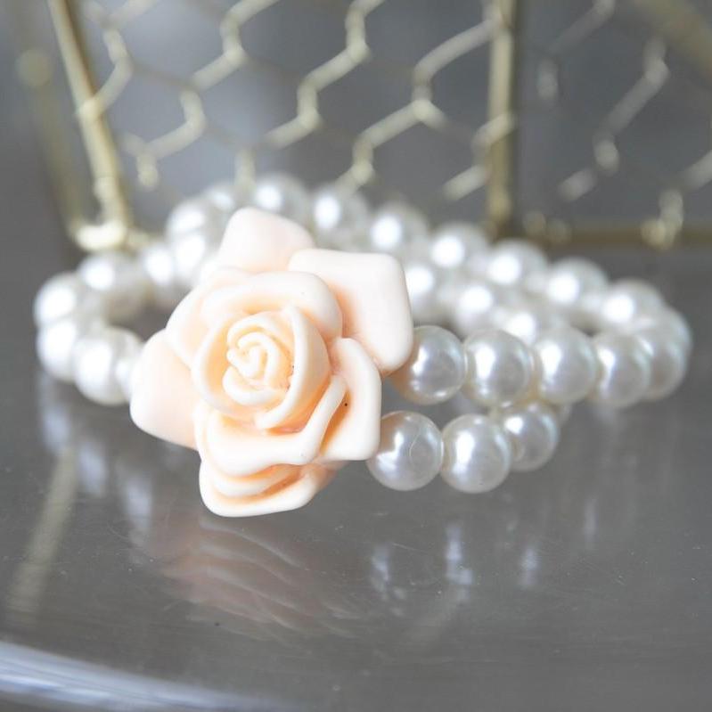 장미 진주 팔찌