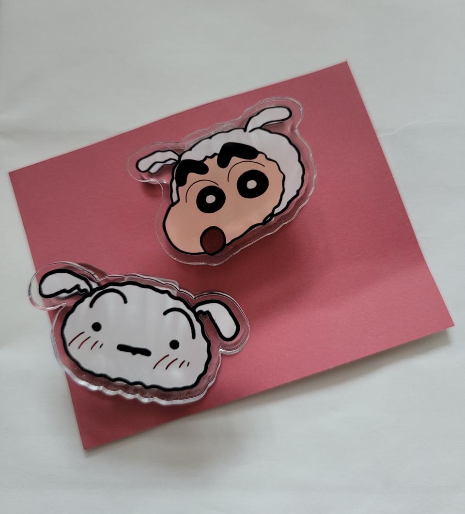 짱구와 흰둥이 아크릴 클립 세트:)