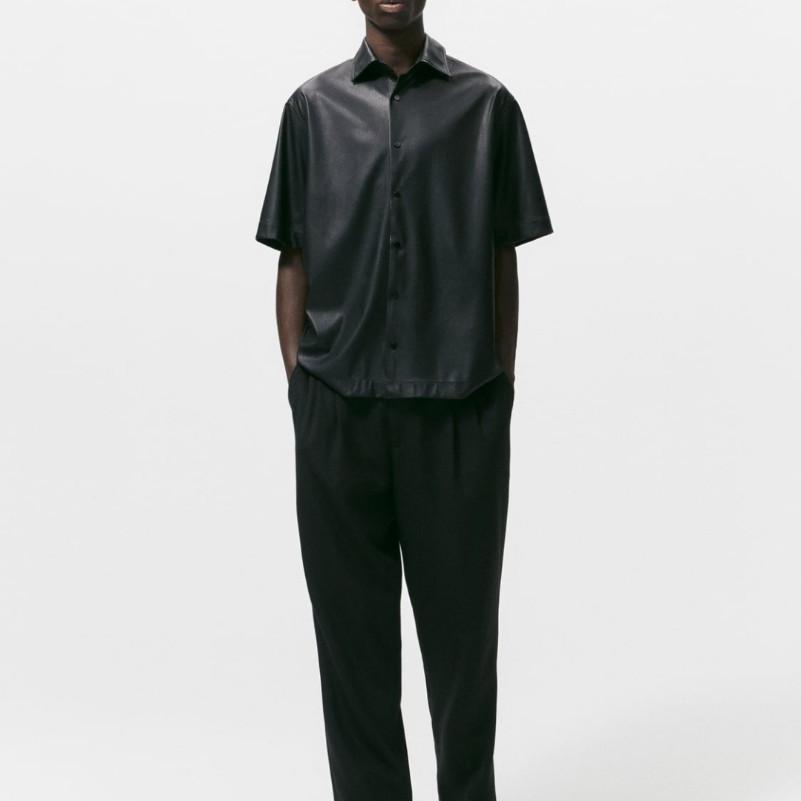 자라 레더 이펙트 셔츠 M