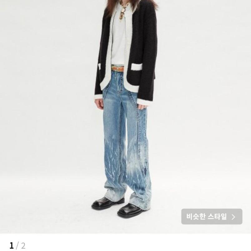 앤더슨벨 블랙 앤 화이트 니트 가디건 M