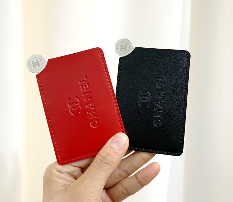 샤넬 정품 가죽케이스거울 레드/블랙