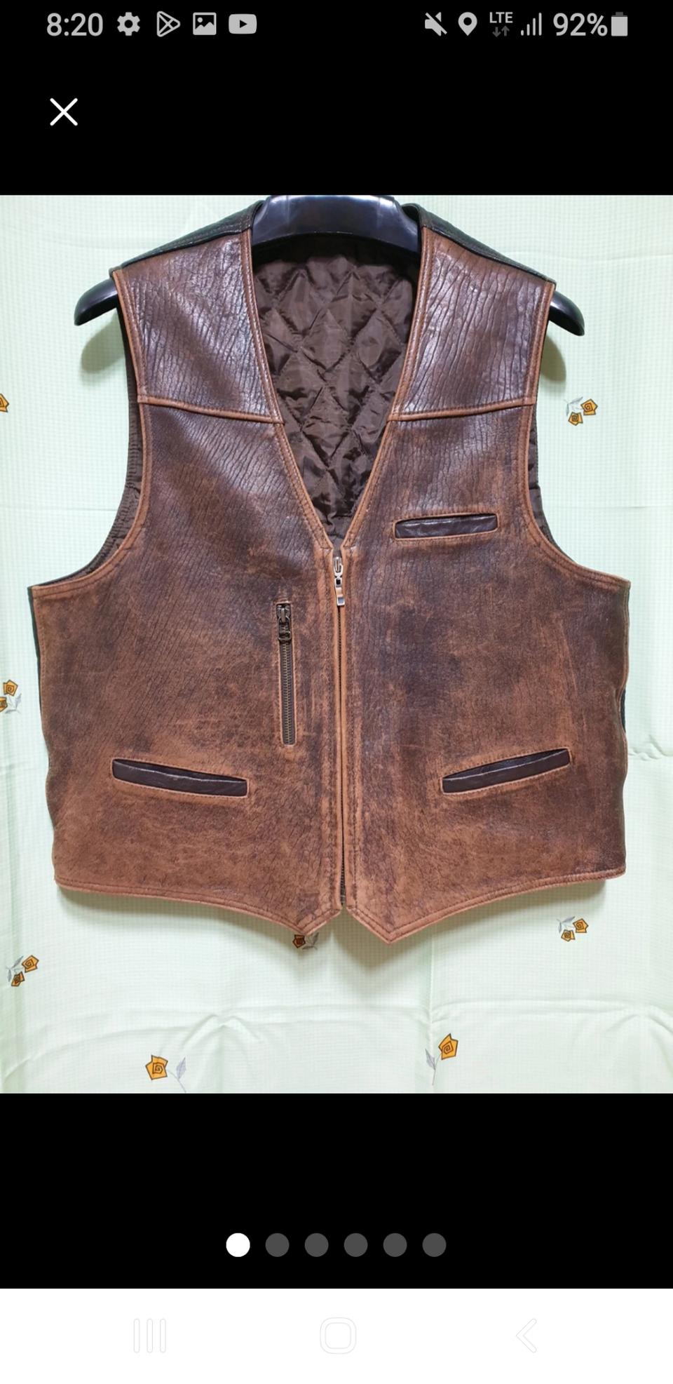 천연가죽(양가죽)빈티지 남성용 바이크.라이더조끼