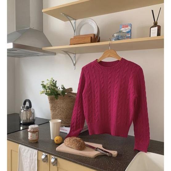 프렌치오브 꽈베기 핑크 니트