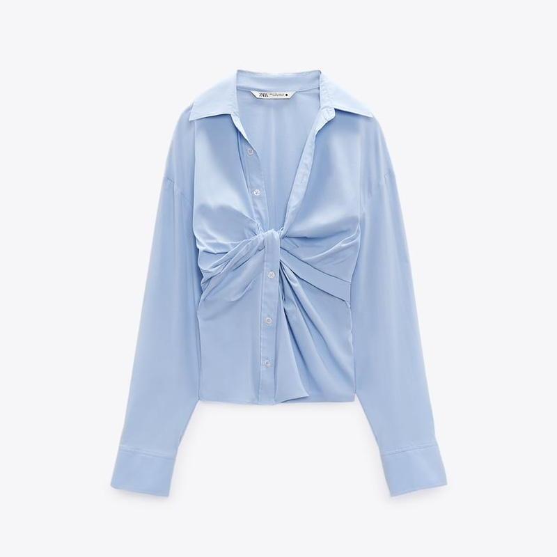 자라 매듭 포플린 셔츠