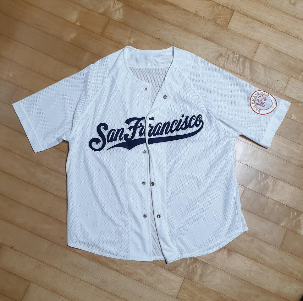 야구 유니폼 메쉬 오버핏 샌프란시스코 화이트반팔 105XL~110XXL