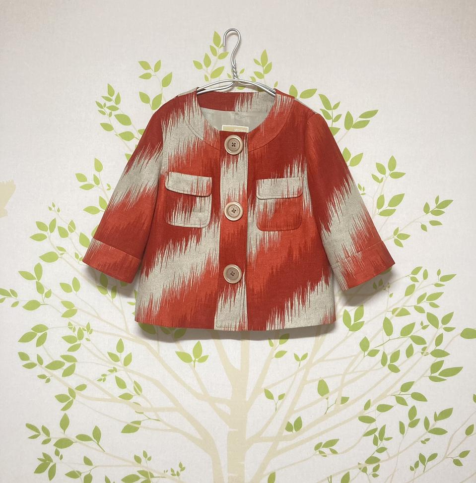 마이클코어스 100%린넨 빅버튼 크롭 자켓