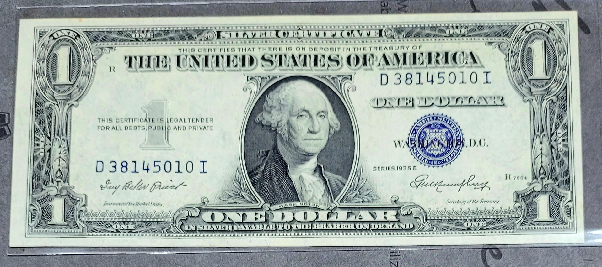 1935년 은태환권 1달러 미사용