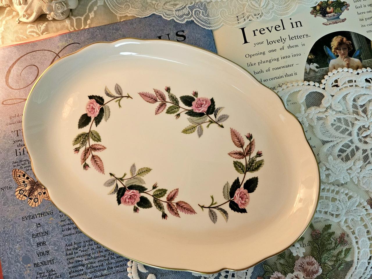 (대박득템가)영국 웨지우드 해서웨이로즈 오벌디쉬