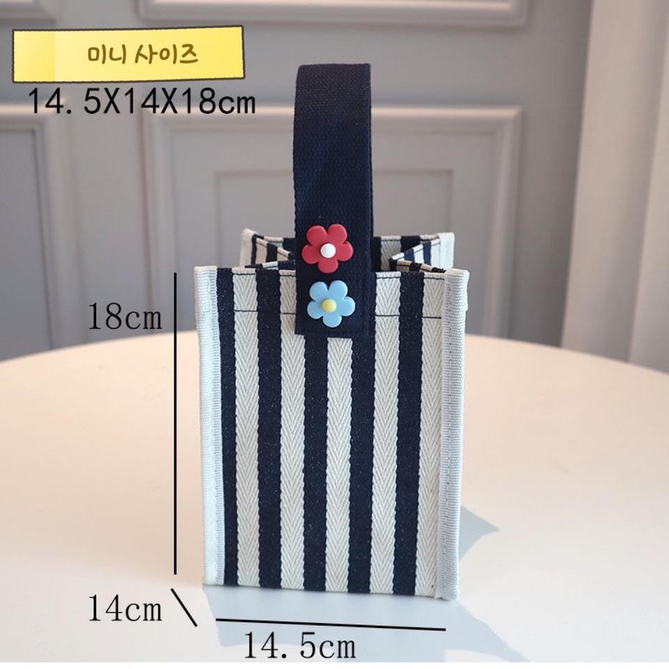 체크 사각 미니 캔버스백 텀블러백 에코백