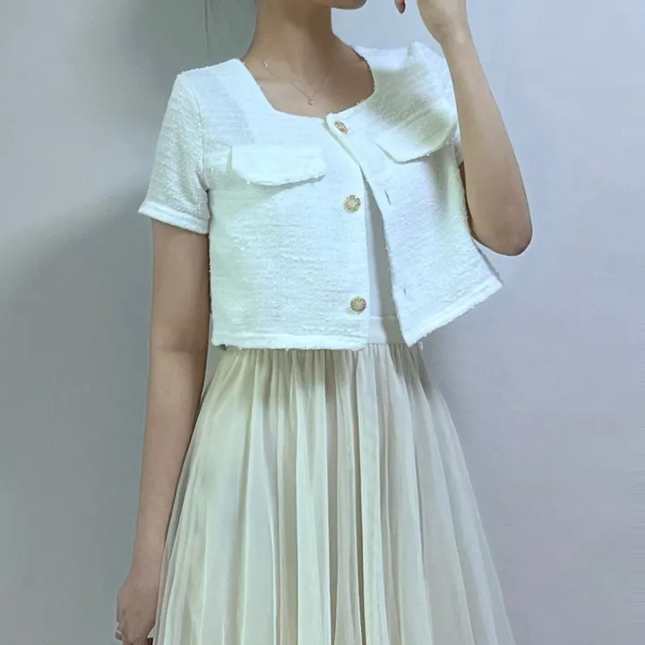 (새상품) 반팔 트위드 자켓