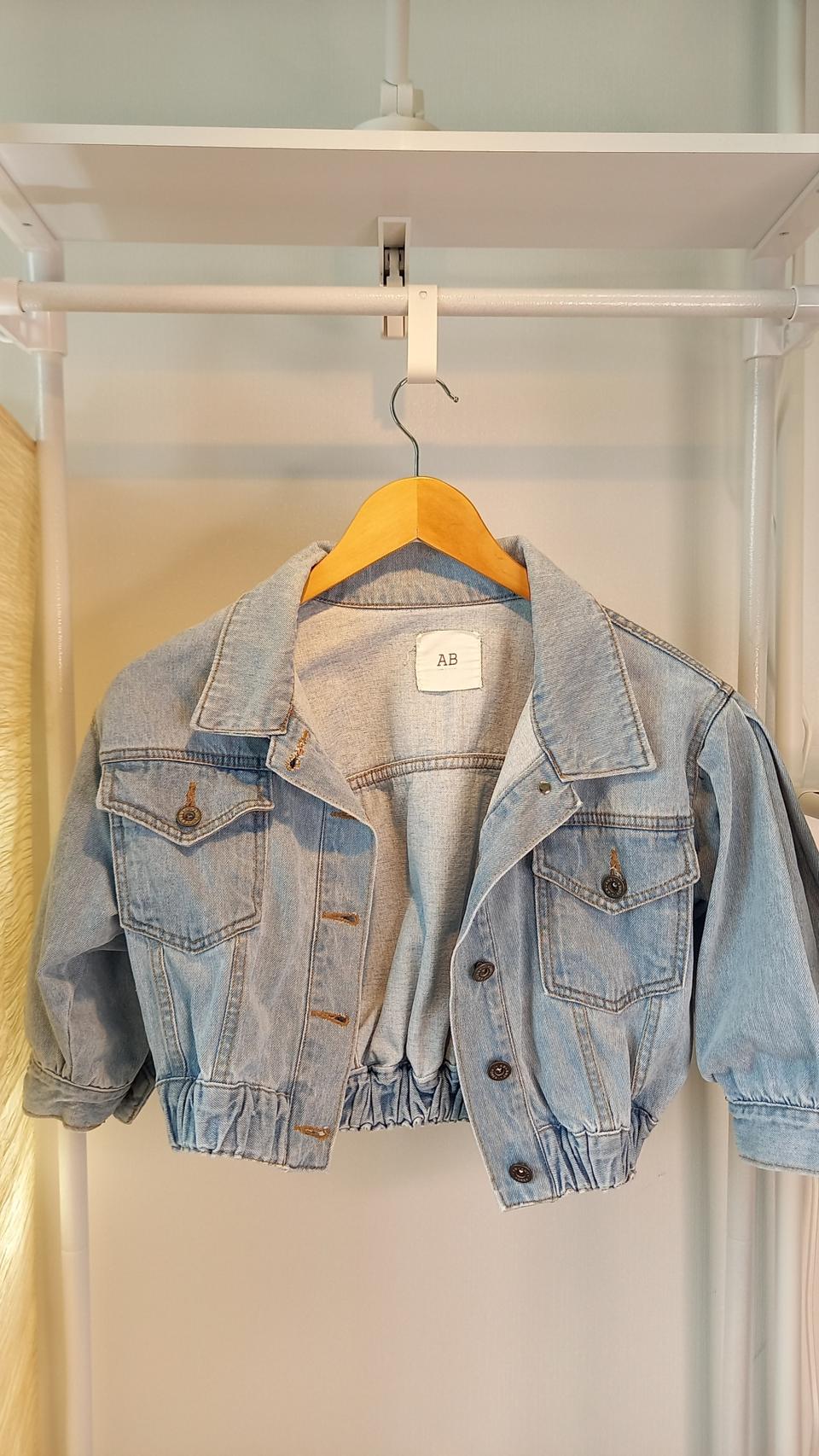 연청 크롭 데님자켓 허리 잘록 왕퍼프 소매 size 55~66