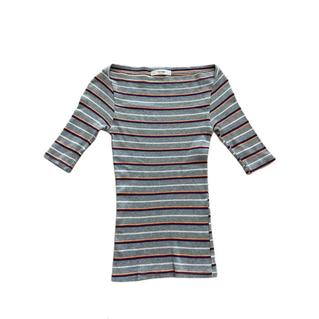 스트라이프 반팔 상의