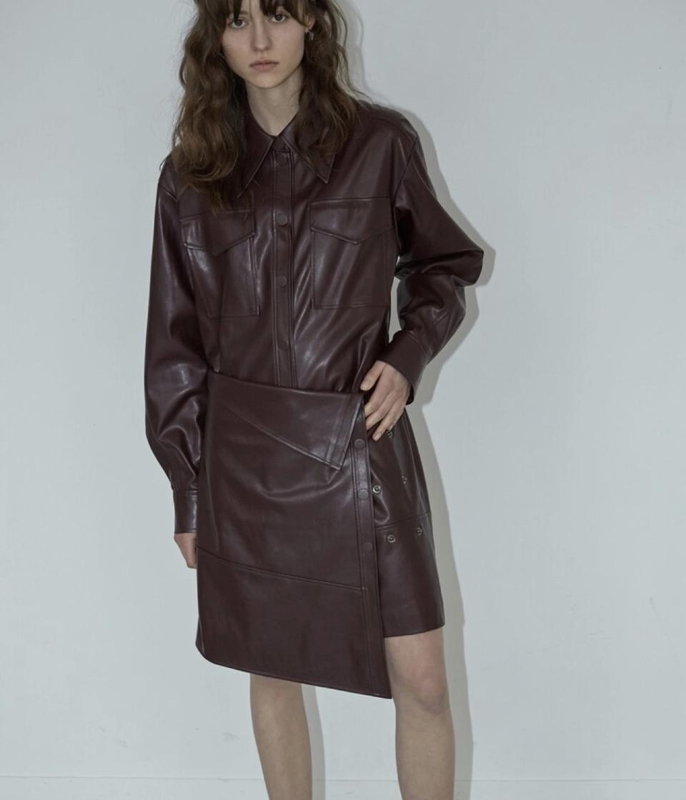 [로우클래식] 레더 가을원피스 버건디(새상품)