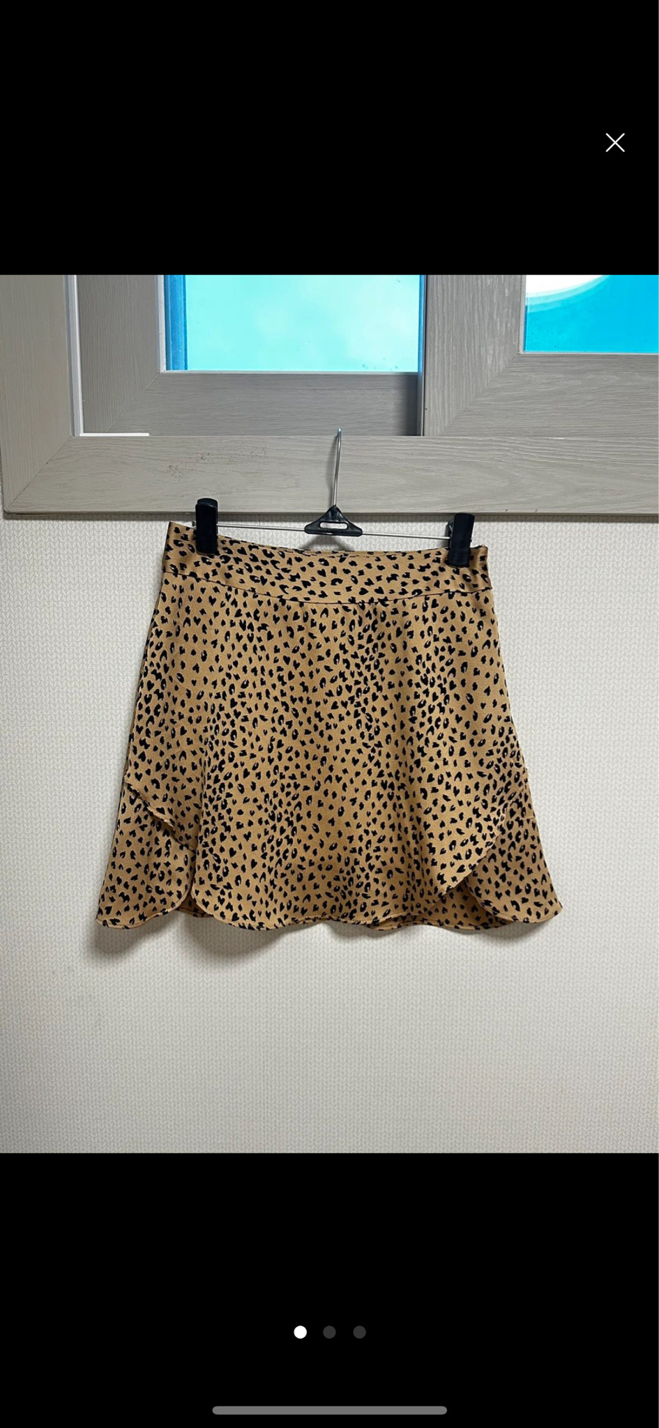 여성 레오파드 미니스커트 트임치마 S 새상품