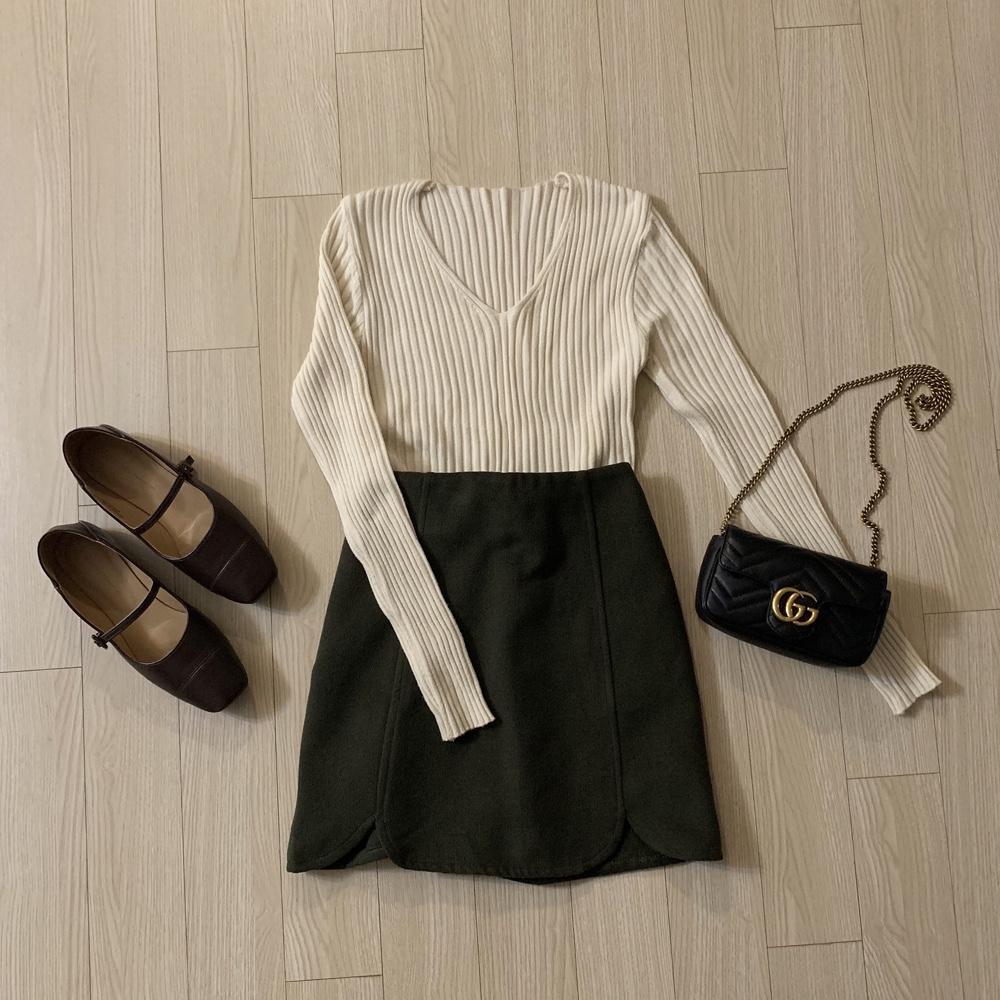 [P] 카키 튤립치마