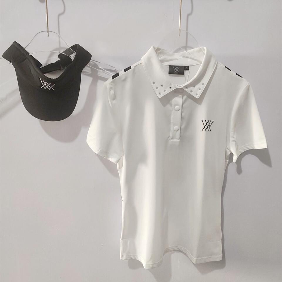 여성 ANEW 어뉴 스터드 반팔 골프티셔츠 M