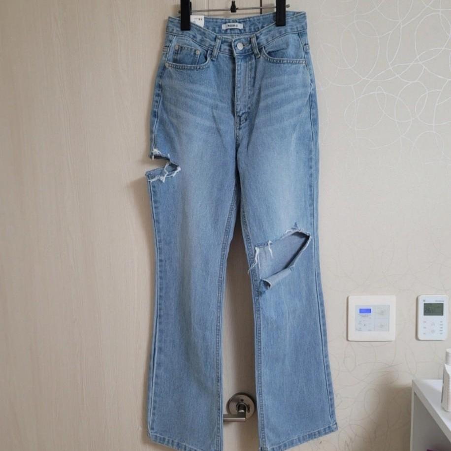 세미와이드핏 찢청 팬츠 S