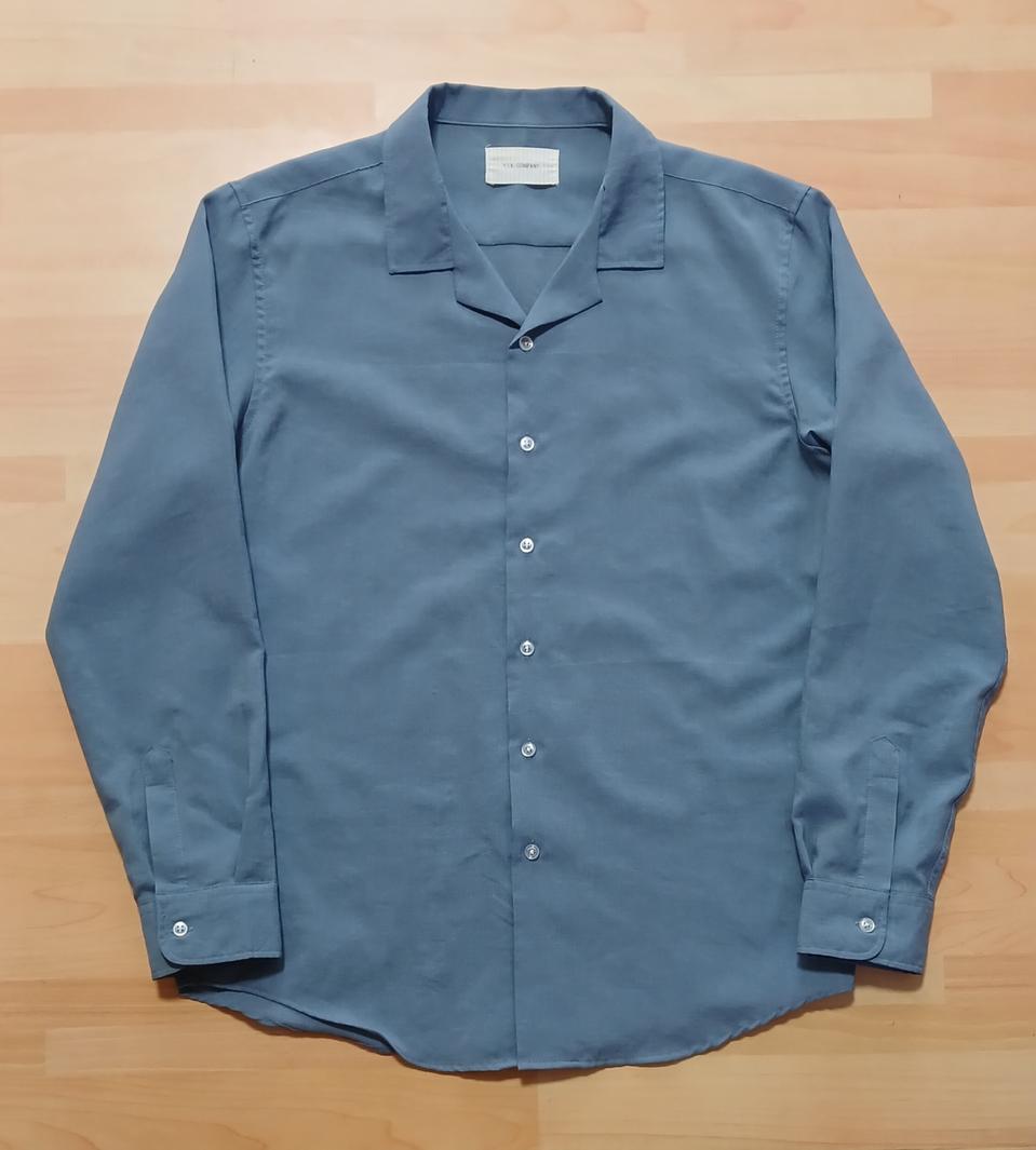 YSK 소라색 오픈카라 긴팔 셔츠