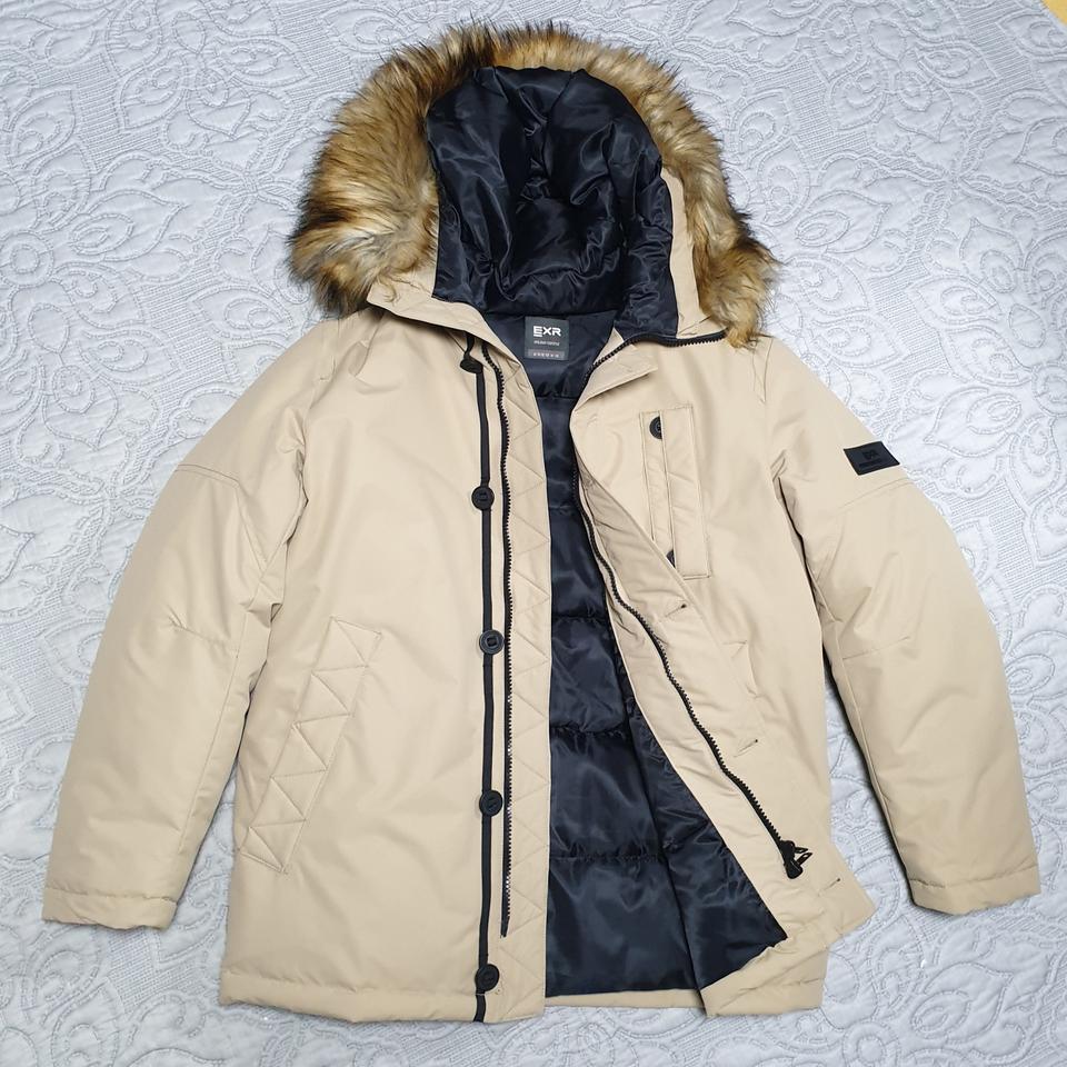 EXR 라쿤퍼 패딩 코트 방풍 야상 사파리 베이지 105 XL