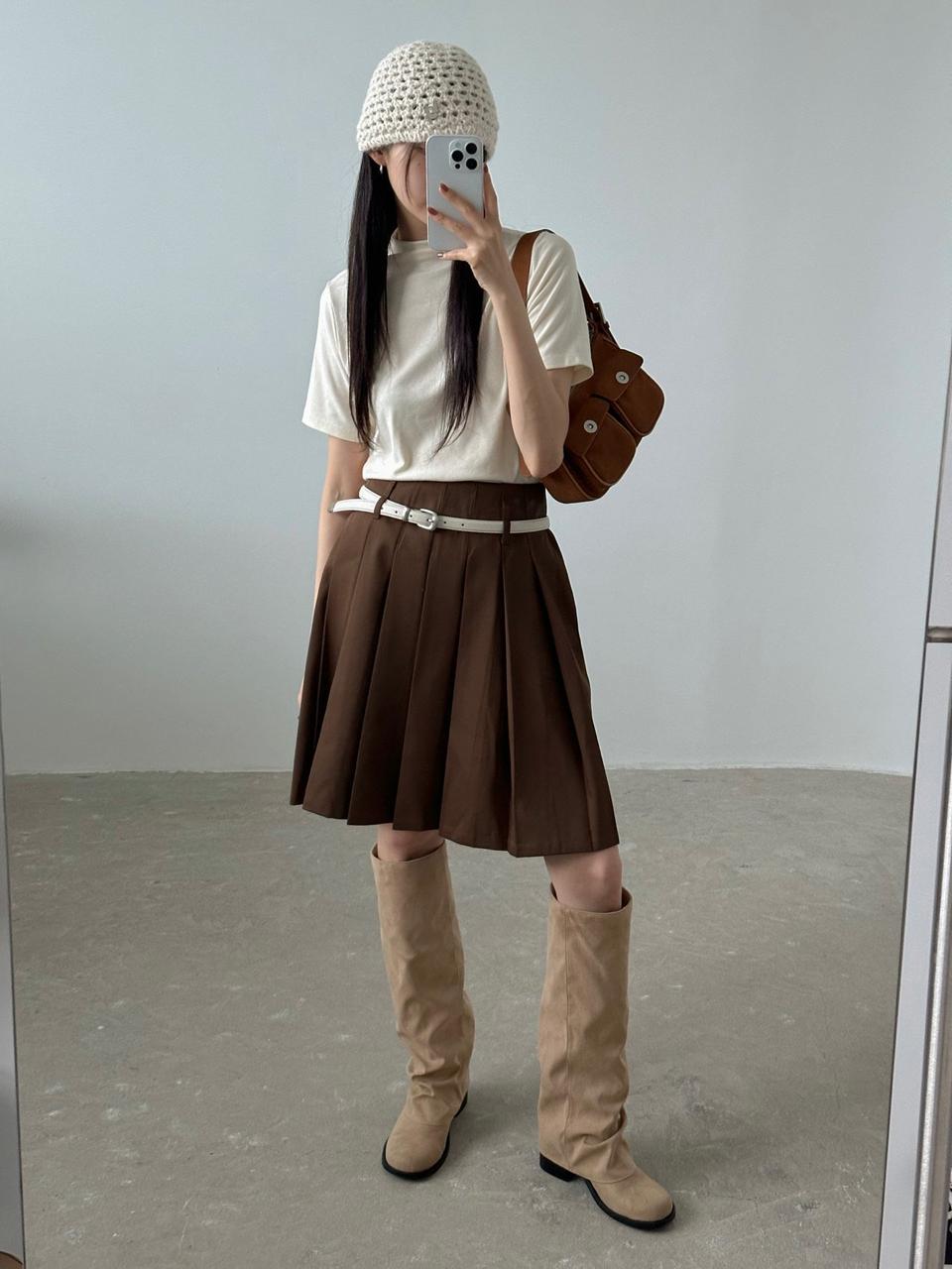 @세일 334 라운드토 6cm 내츄럴 폴드오버 롱부츠-베이지