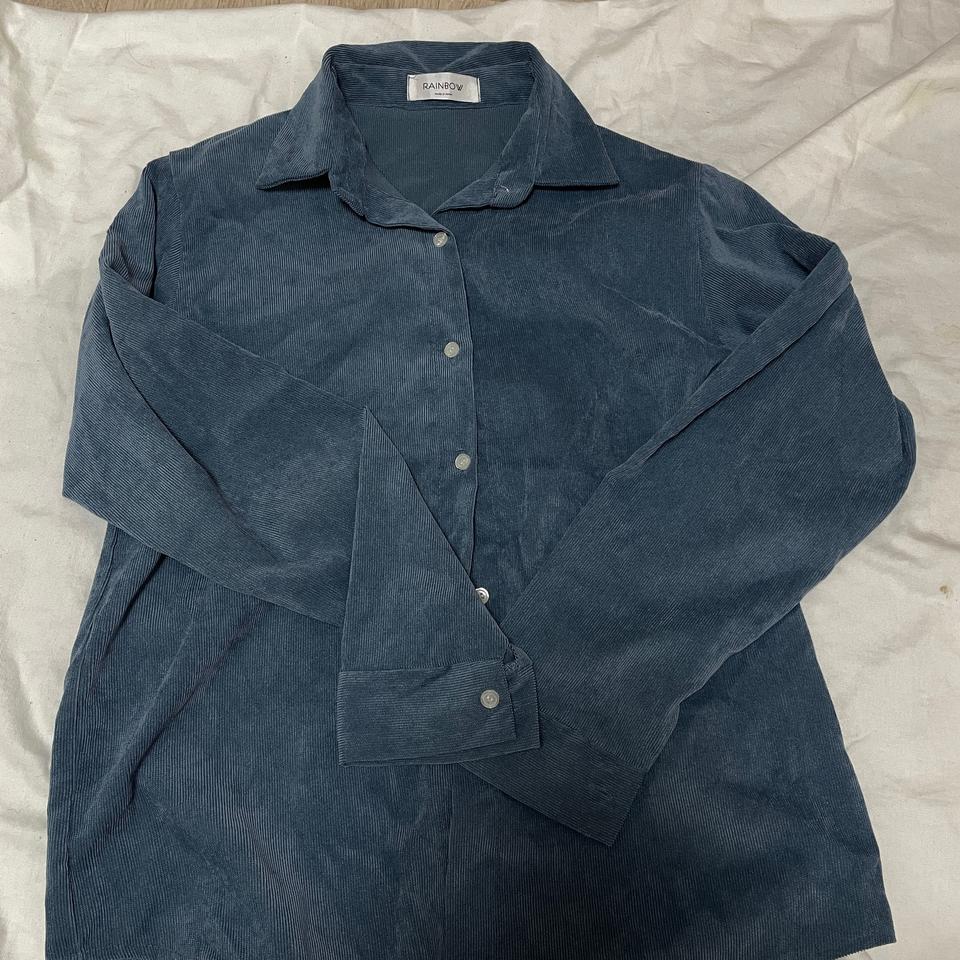 벨벳 블루 카라 셔츠