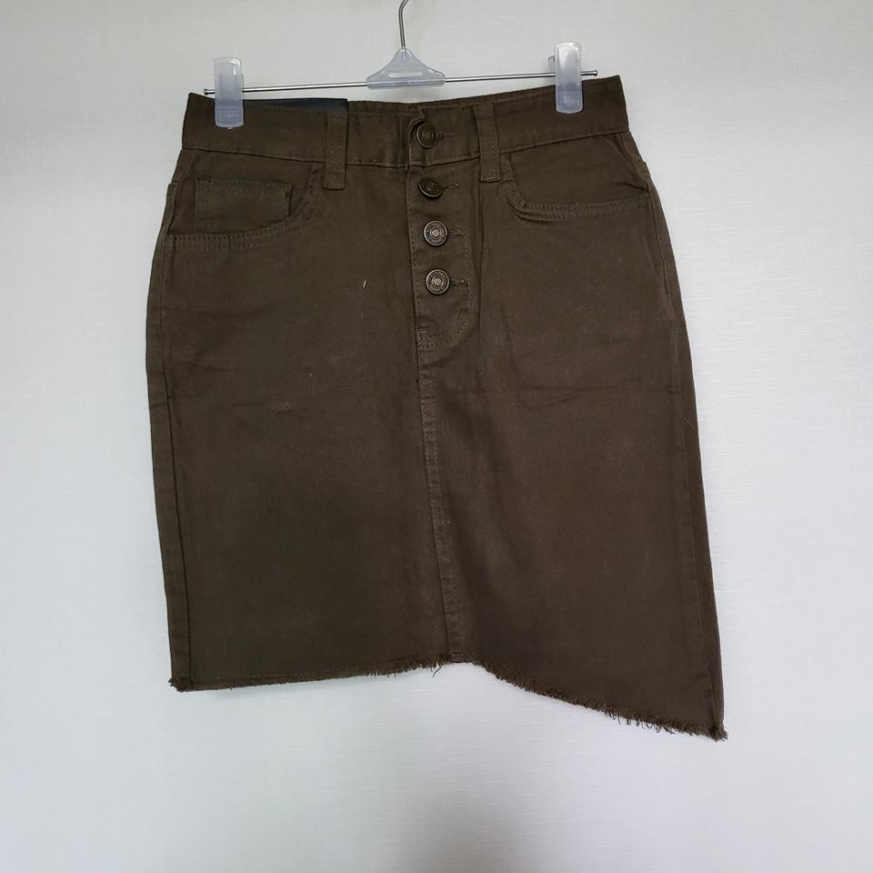 카키 언발 스커트 S