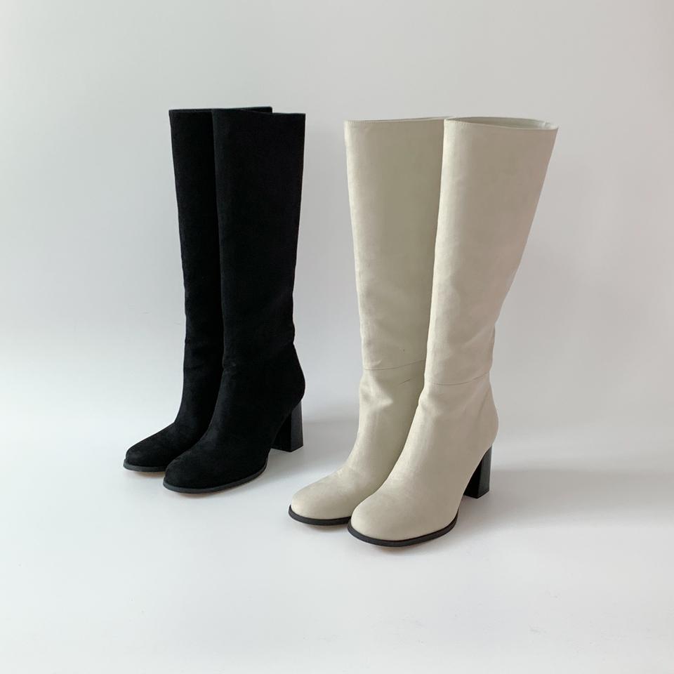 @세일 265 둥근코 8cm 청키굽 롱부츠 230 블랙