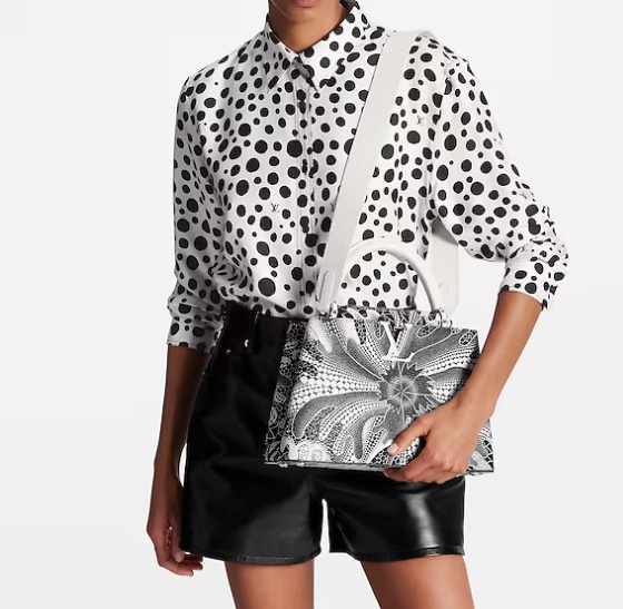 퍼프 달마시안 얼룩 디자인 반팔 실크 블라우스 셔츠 동대문