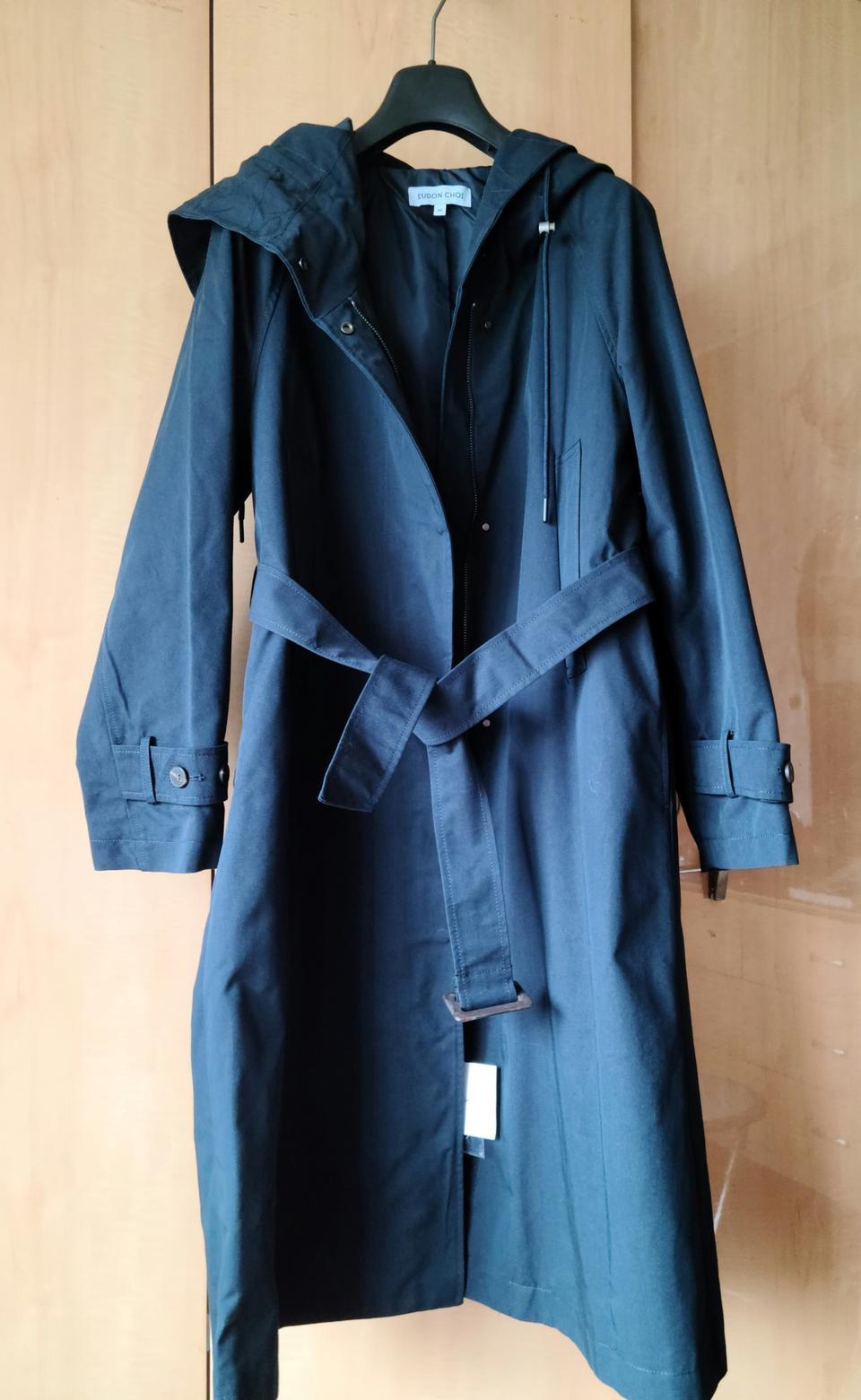 후드 롱트렌치코트와 패딩베스트 세트 새거