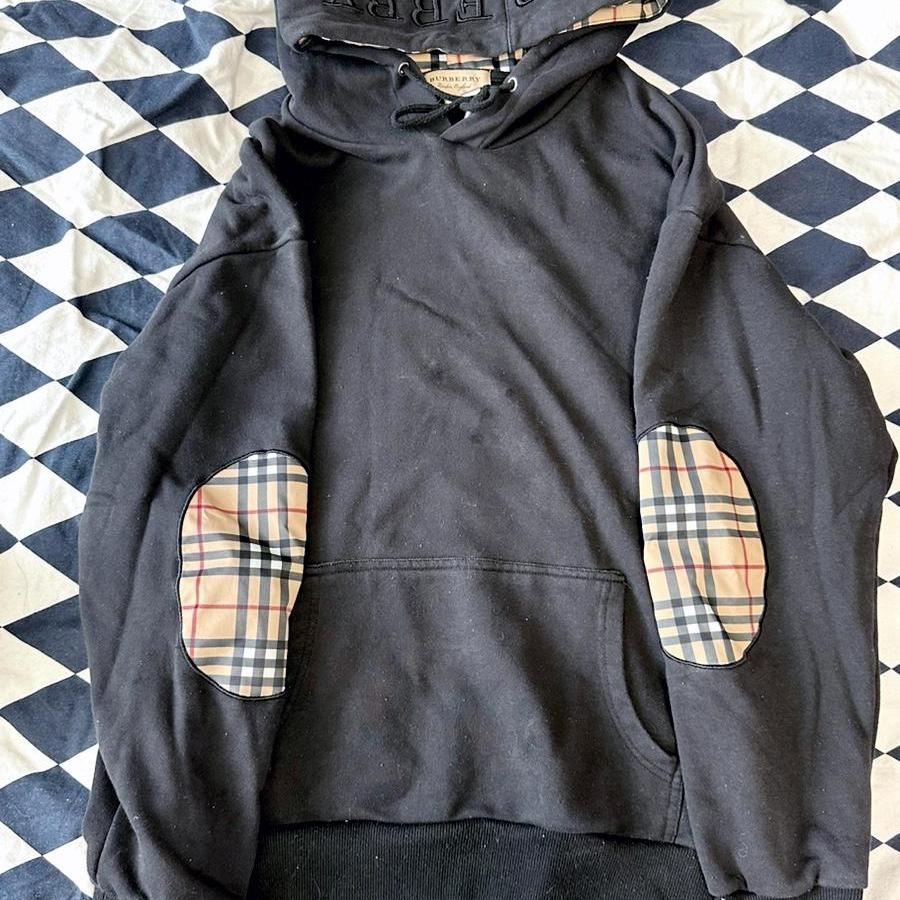 버버리 노바체크 레터링 후드 티셔츠