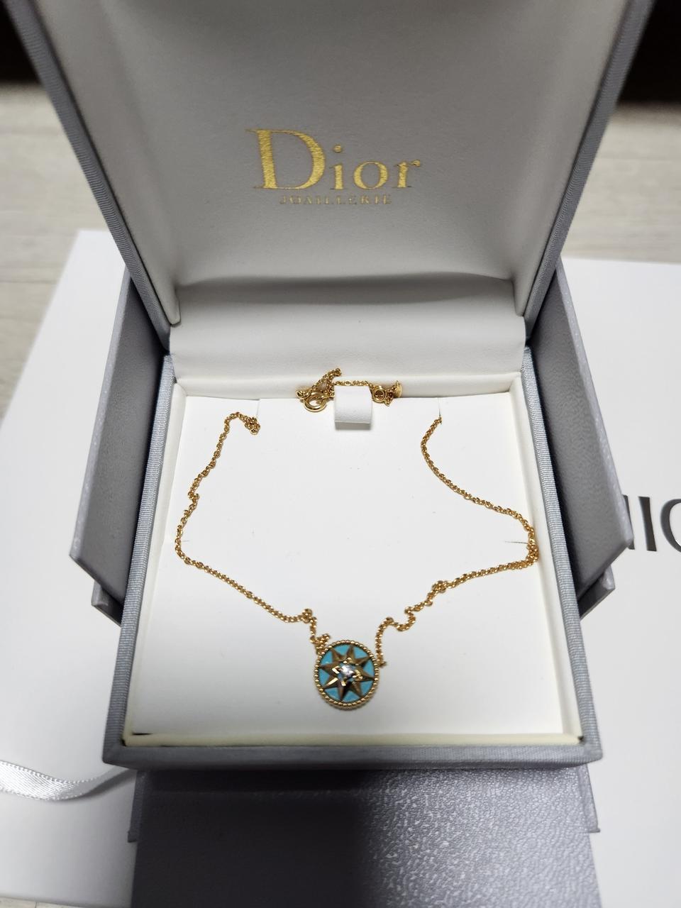 정품 디올 로즈드방 목걸이(옐로우골드&다이아)