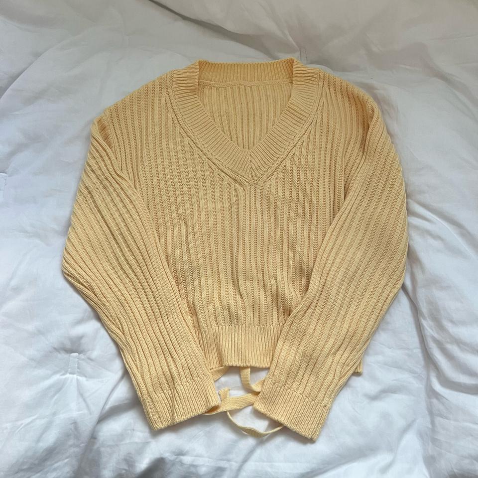 여성 브이넥 크롭 니트