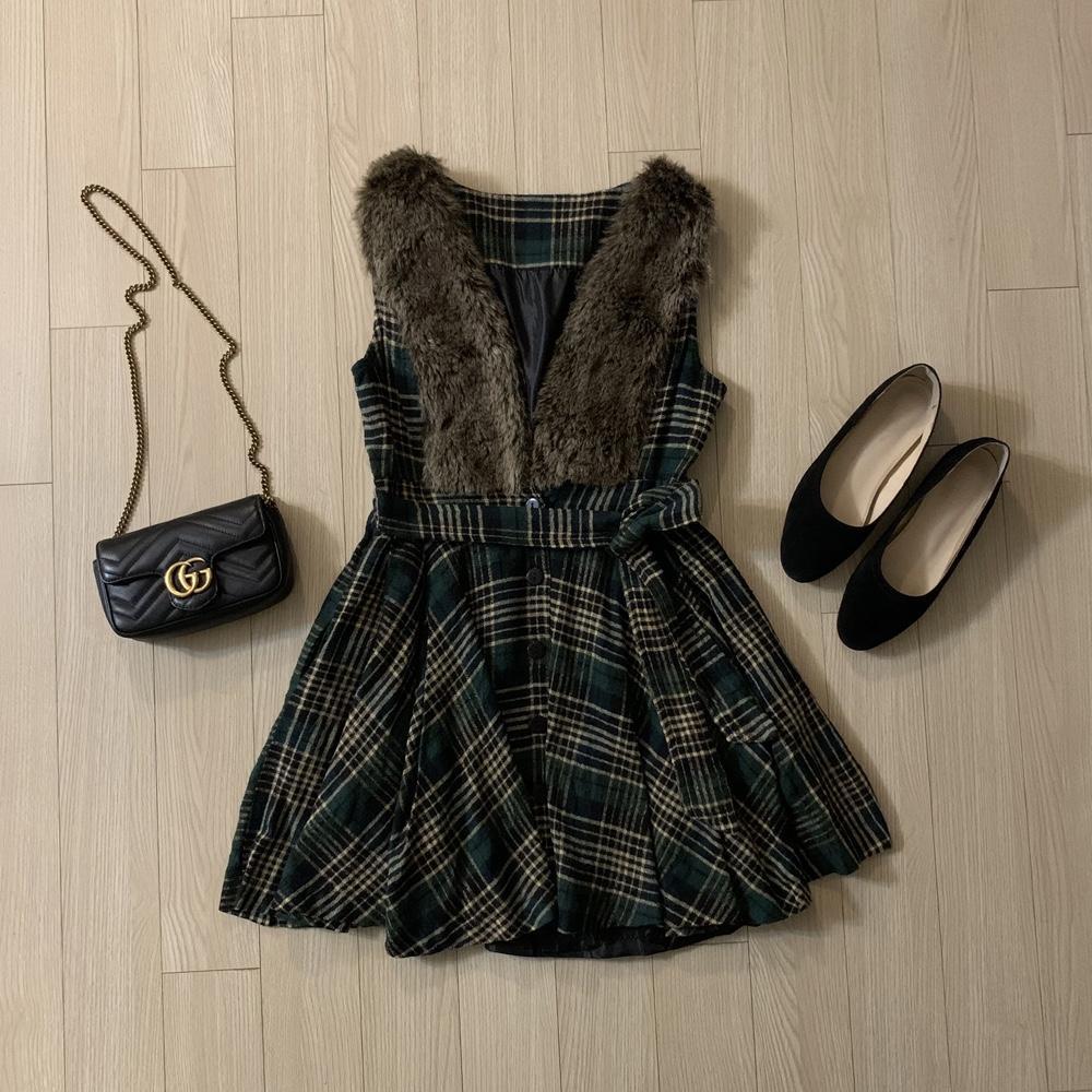 [P] 체크 원피스