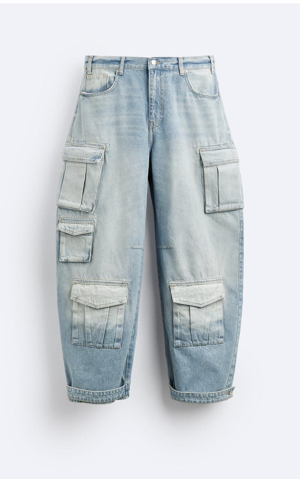 새제품)자라 진 카고 유틸리티 블루 42