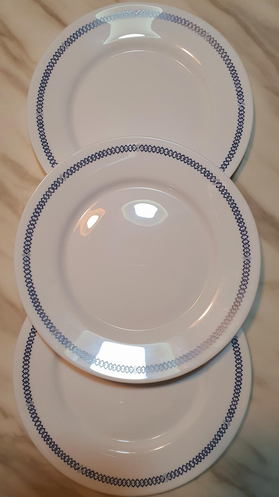 빈티지 프랑스 아코팔 블루 밀크 대접시3개 일괄