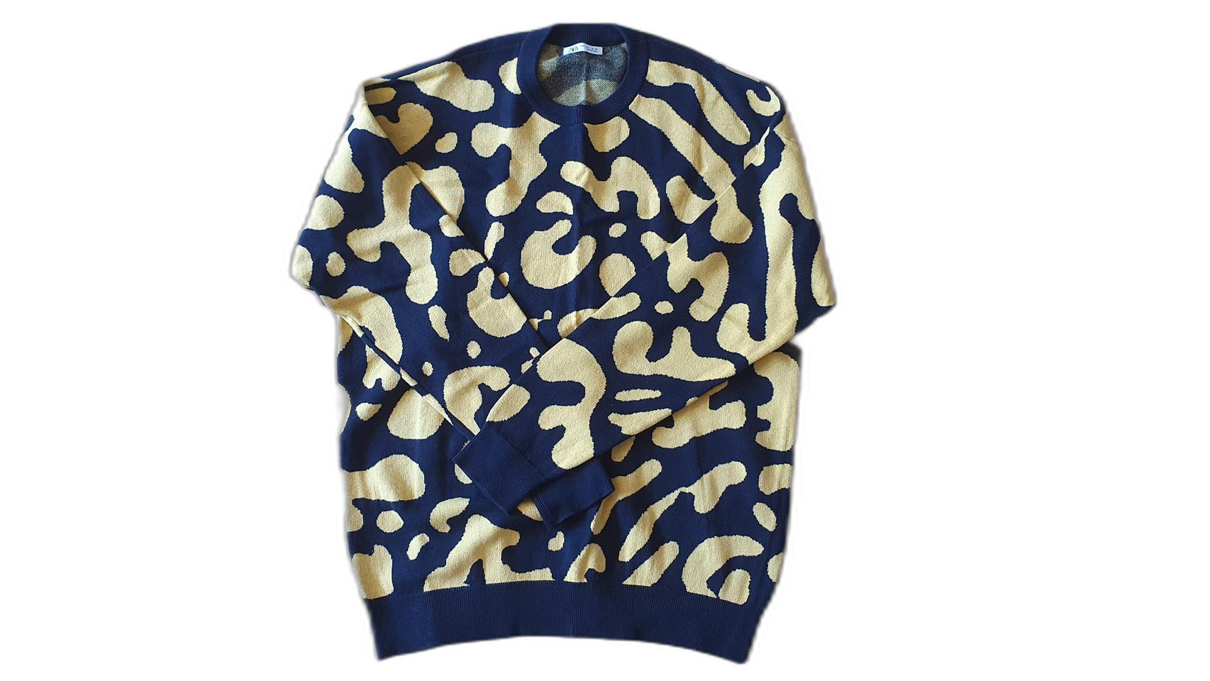 자라 호피무늬 자카드 스웨터