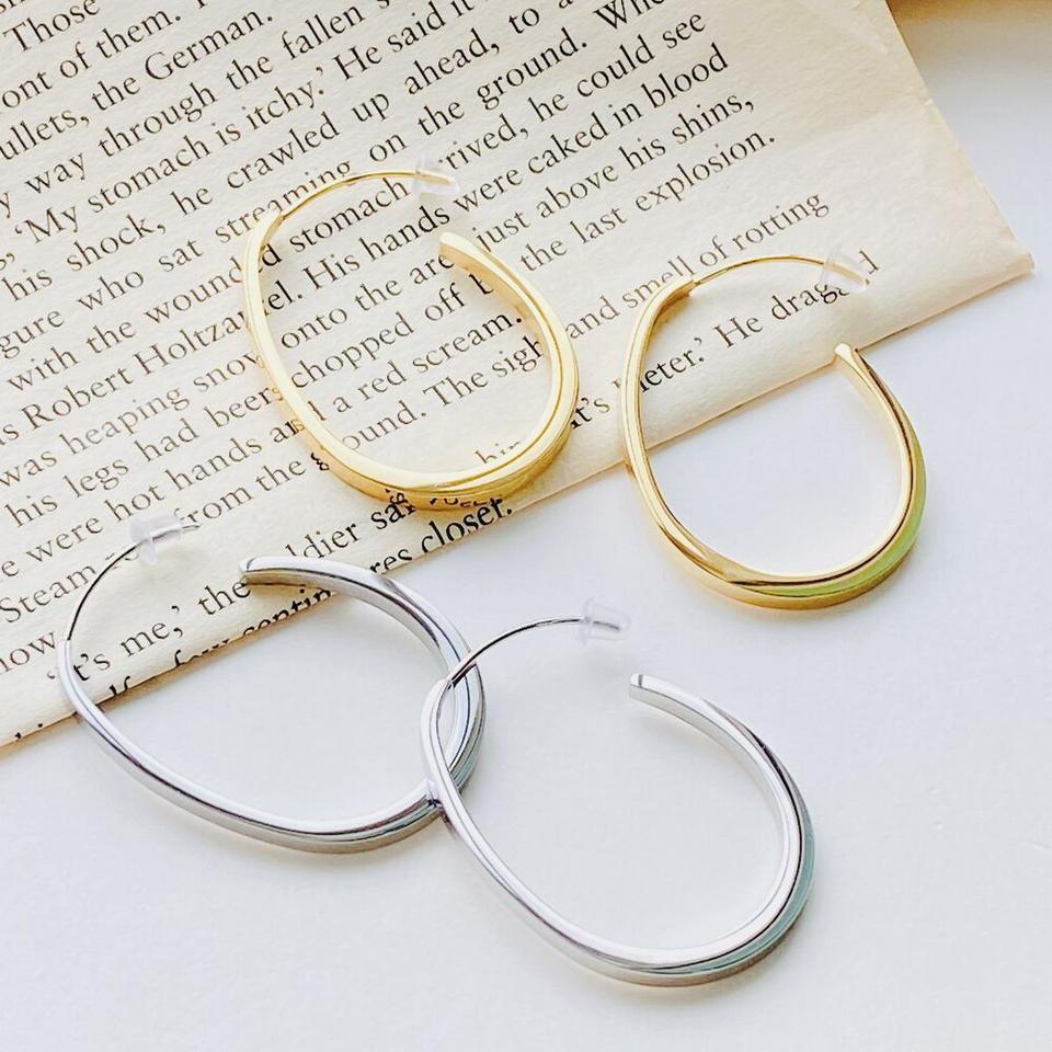 써지컬스틸)   라운드 물방울  링 귀걸이