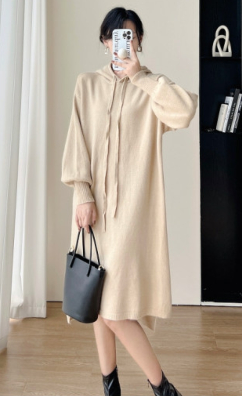 ❤벌룬후드니트원피스