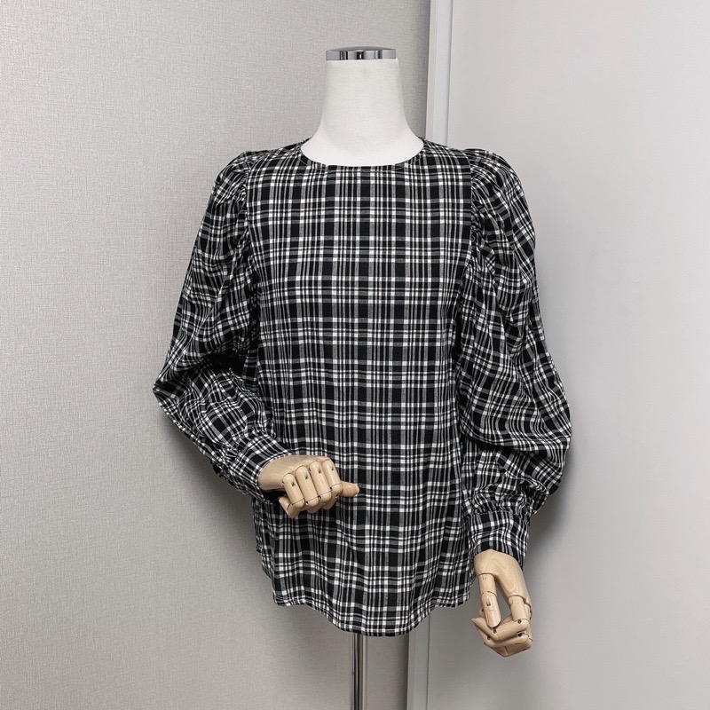 체크 블라우스