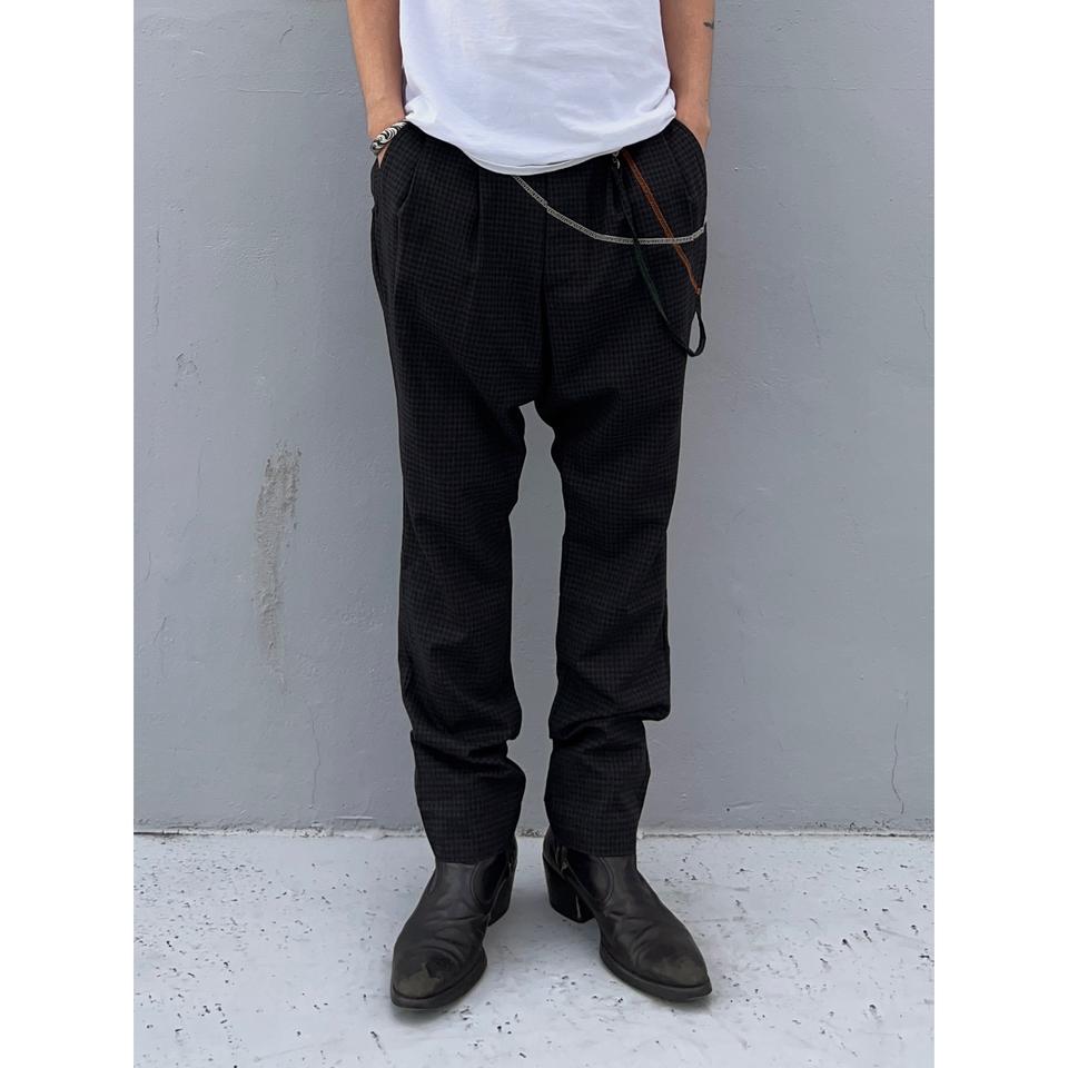 FRAPBOIS 모직 체크 배기 팬츠