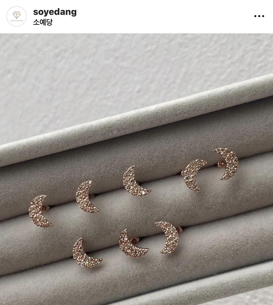 소예당 꼬냑 다이아 달 피어싱14k (반택포)