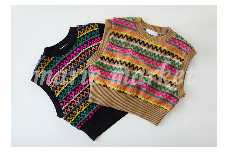 마리마켓 츄잉 니트 조끼-블랙