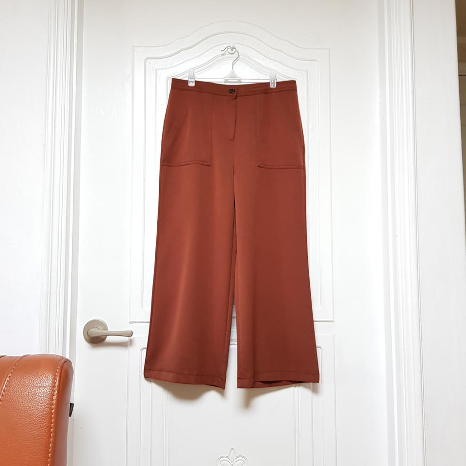 하이웨스트 와이드 슬랙스 팬츠 브라운 갈색 정장바지 통바지 66사이즈