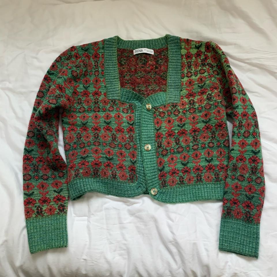 플라워 크롭 가디건