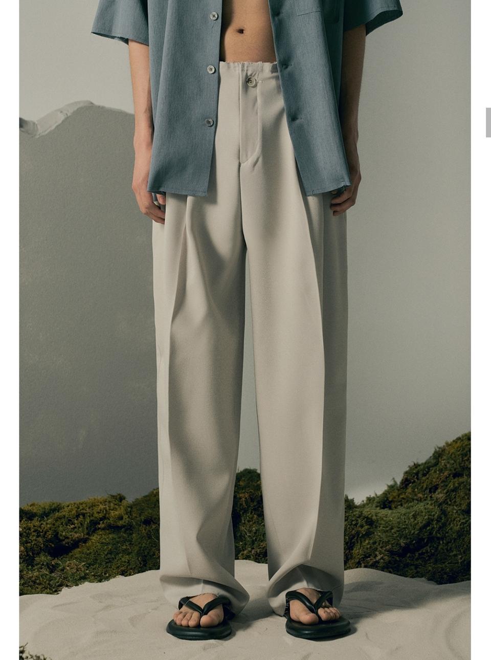 어널러코드 남자 와이드 투턱 베이지 슬랙스