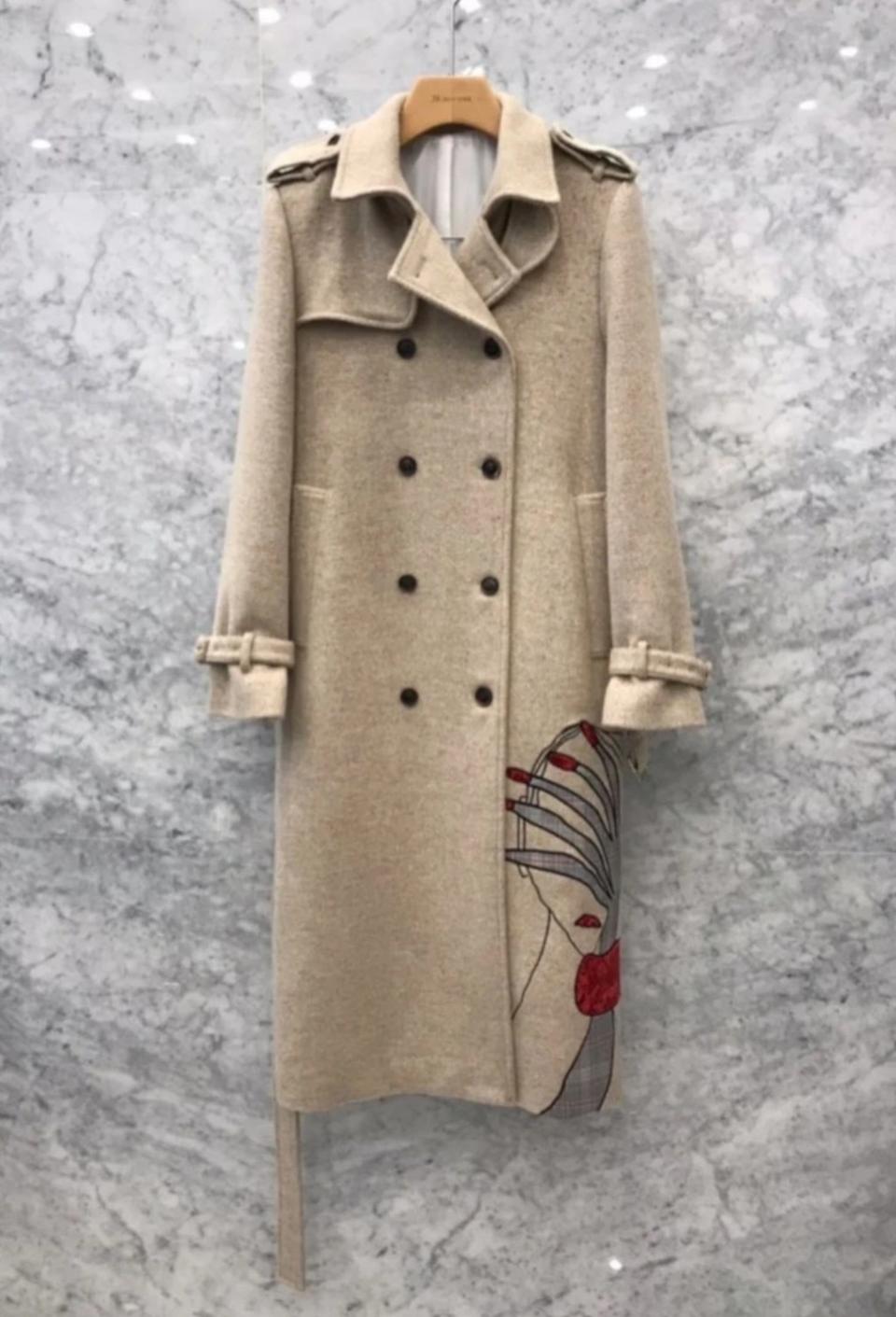 새상품 js뉴욕 자수패치 울 롱 코트F