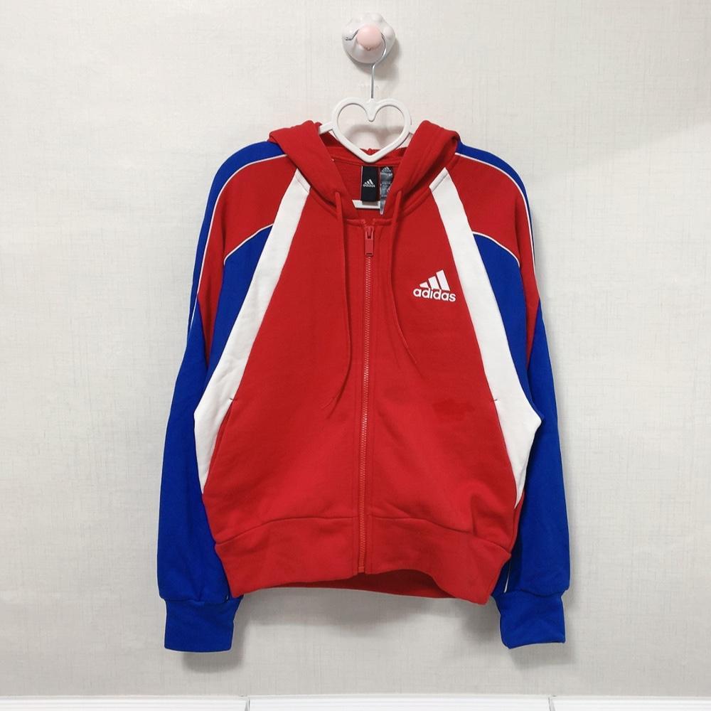 아디다스 후드집업 숏 자켓 레드 블루