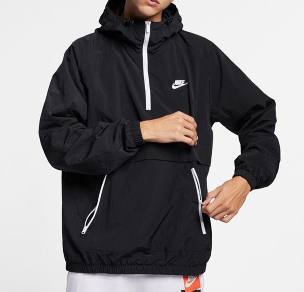 나이키 우븐 아노락 하프집업 바람막이 블랙